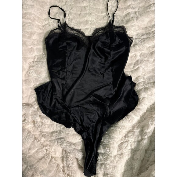 NWT Skims stretch satin lace teddy onyx - Picture 6 of 8